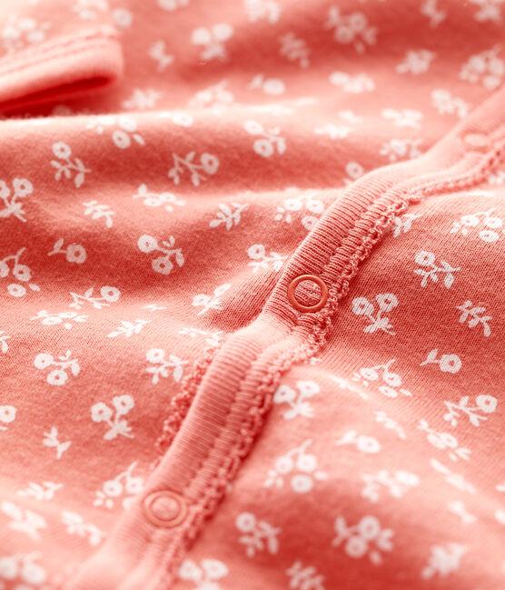 Pelele con flores de algodón orgánico de bebé rosa PAPAYE/ MARSHMALLOW