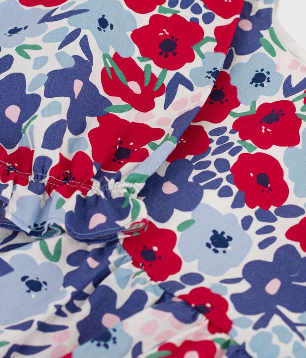 Blusa infantil de algod&oacute;n de manga larga con estampado de flores blanco/multicolor