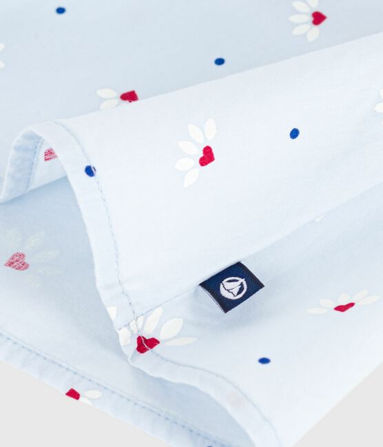 Blusa sin mangas de popelina de algodón con estampado de flores para bebé azul FRAICHEUR/blanco MULTICO
