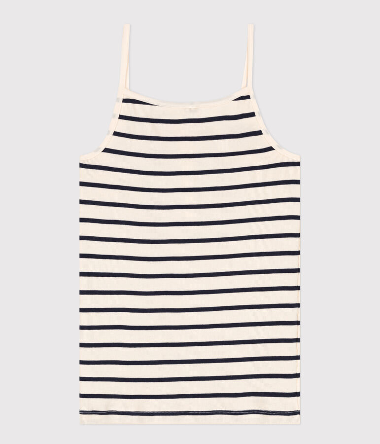 Camiseta de tirantes de algod&oacute;n para mujer blanco AVALANCHE/azul SMOKING