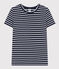 Camiseta LA RECTA de algodón con cuello redondo para mujer azul SMOKING/blanco MARSHMALLOW