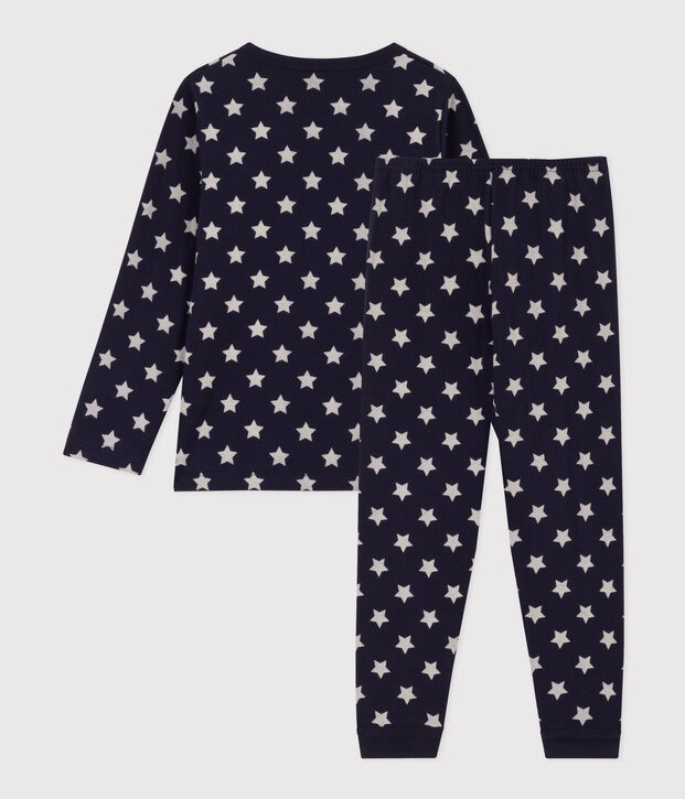 Pijama de t&uacute;bico con estrellas para ni&ntilde;o/ni&ntilde;a azul/blanco