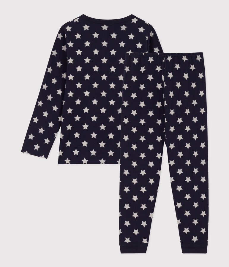Pijama de t&uacute;bico con estrellas para ni&ntilde;o/ni&ntilde;a azul SMOKING/blanco MARSHMALLOW