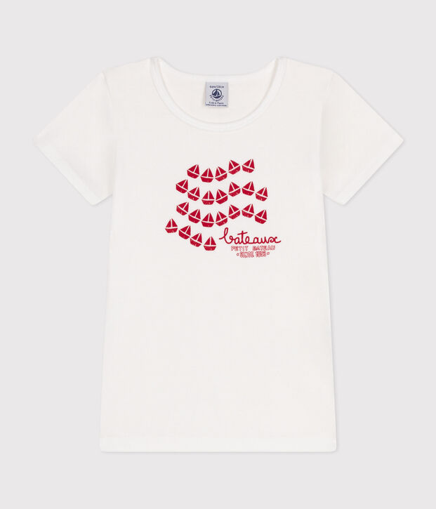 Camiseta infantil de manga corta de algod&oacute;n blanco