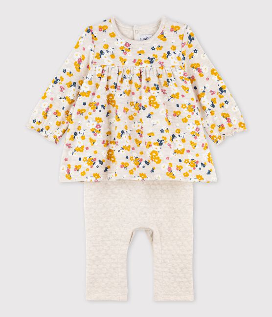 Buzo largo para bebé niña beige MONTELIMAR/blanco MULTICO