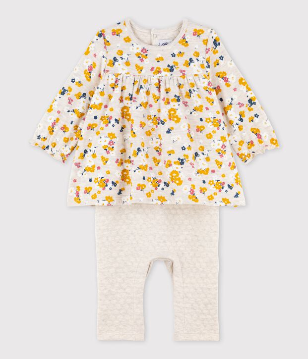 Buzo largo para beb&eacute; ni&ntilde;a beige/multicolor
