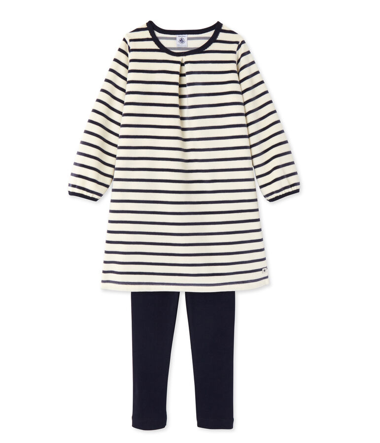 Chemise de nuit fille &agrave; bouclette velours blanco/azul