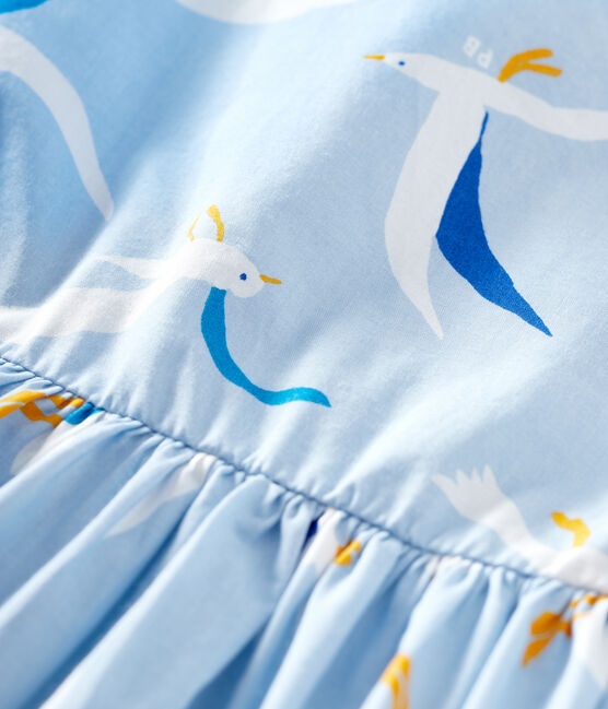 Vestido de manga corta de popelina de bebé niña azul JASMIN/blanco MULTICO