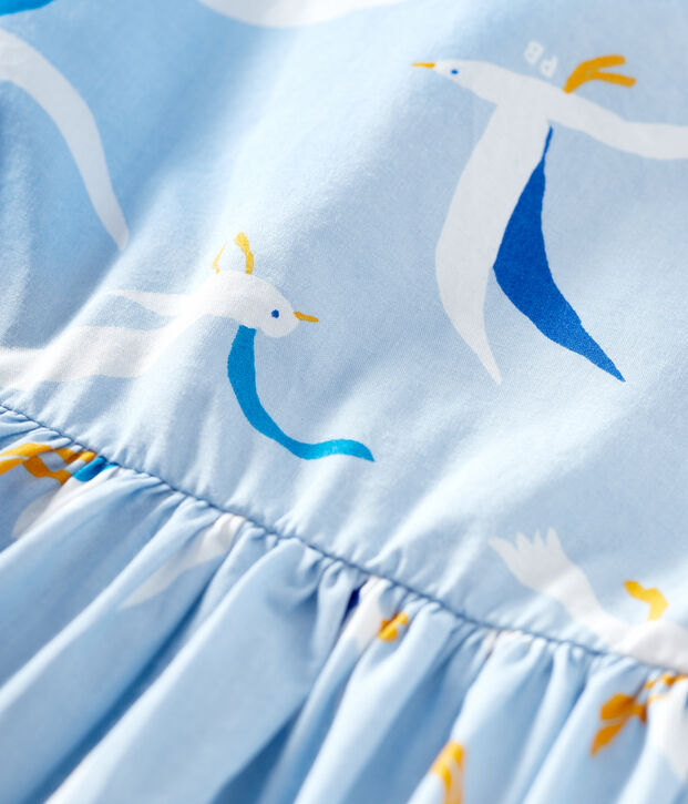 Vestido de manga corta de popelina de beb&eacute; ni&ntilde;a azul/multicolor