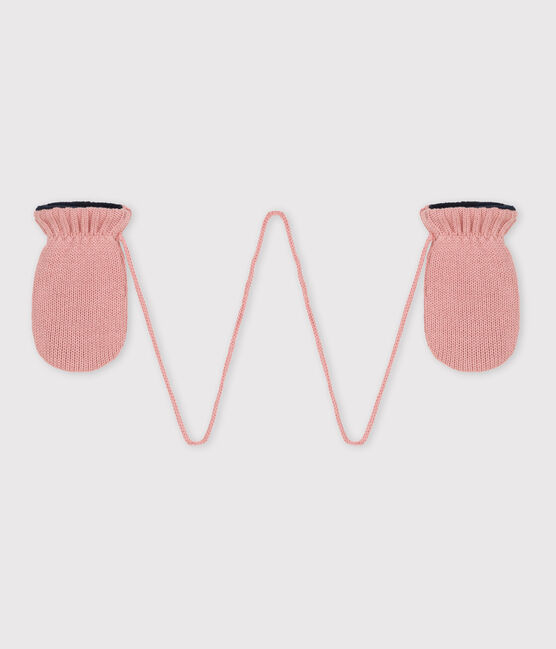 Manoplas de punto tricotado con forro polar reciclado para bebé rosa SALINE