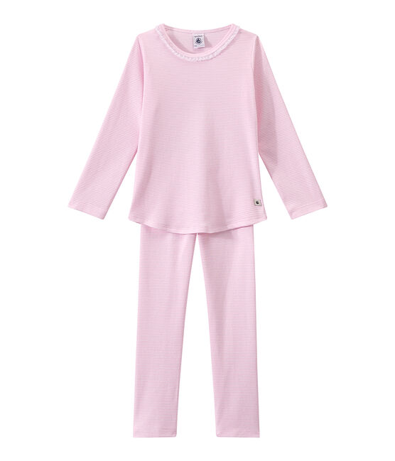 Pijama milrayas para niña rosa BABYLONE/blanco ECUME