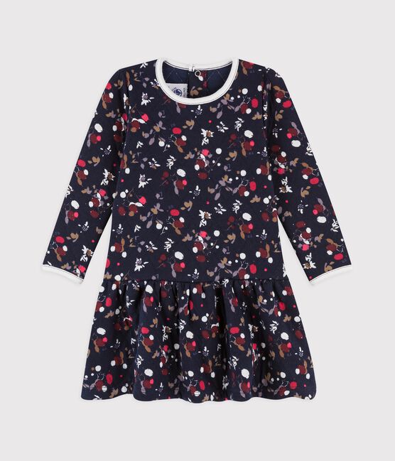 Vestido de manga larga de algodón para bebé. azul SMOKING/blanco MULTICO
