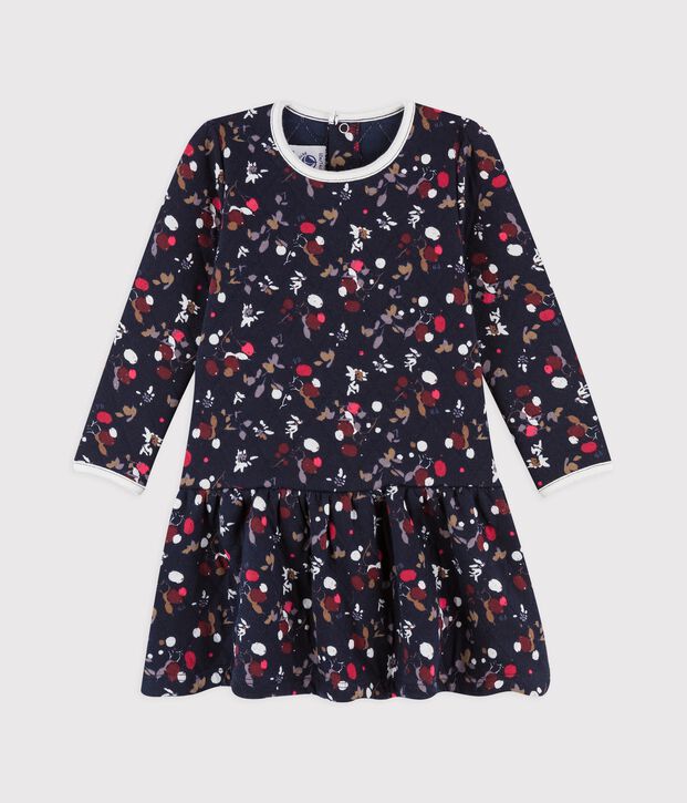 Vestido de manga larga de algod&oacute;n para beb&eacute;. azul/multicolor
