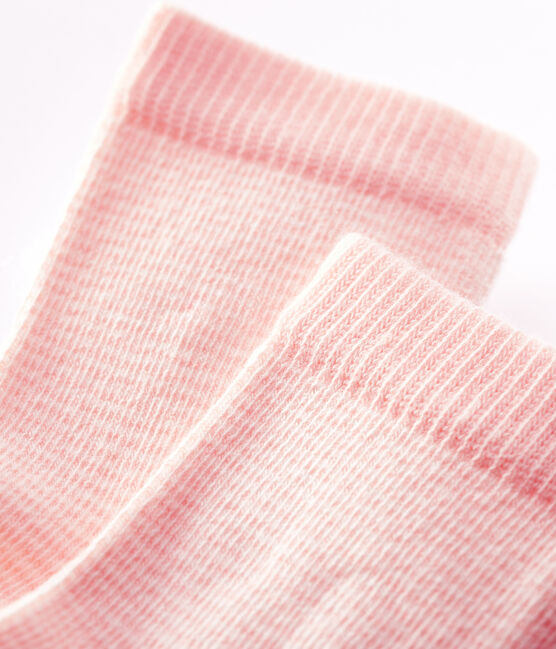 Par de calcetines de bebé. rosa MINOIS/blanco MARSHMALLOW