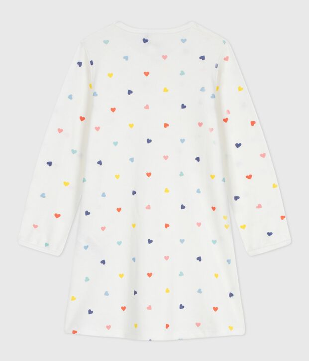 Camis&oacute;n infantil de algod&oacute;n de manga larga con estampado de corazones blanco/multicolor