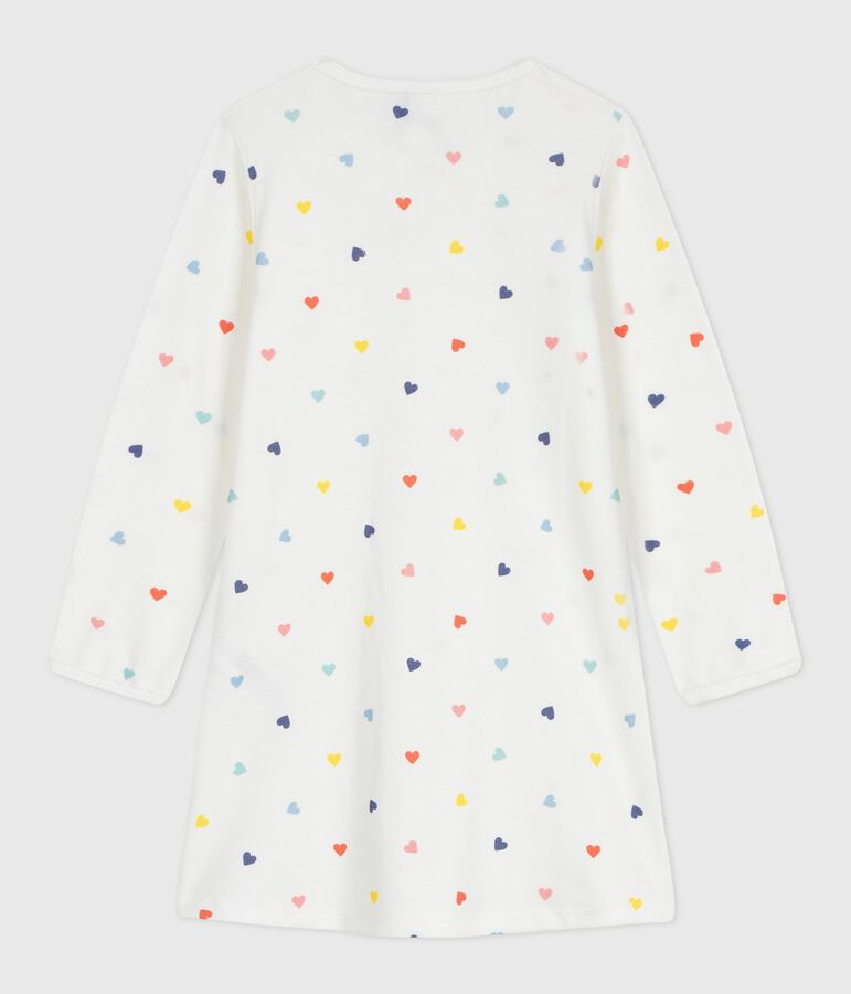 Camis&oacute;n infantil de algod&oacute;n de manga larga con estampado de corazones blanco/multicolor