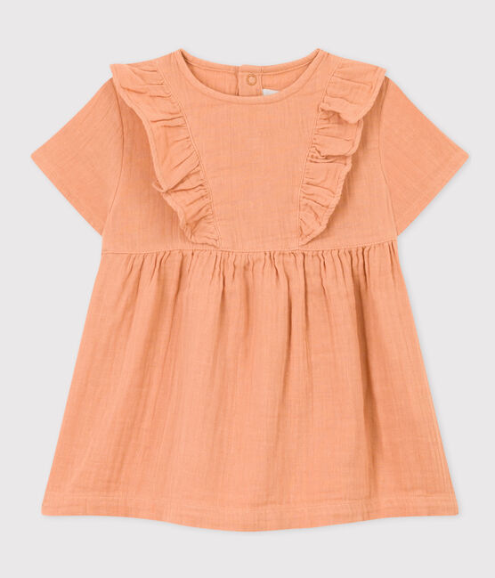 Vestido de manga corta de gasa de algodón para bebé rosa SIENNA