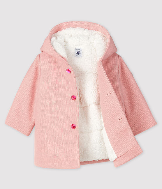Abrigo de tela de lana para bebé niña rosa CHEEK/blanco MARSHMALLOW