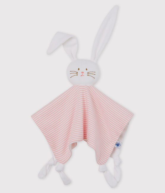 Peluche de conejo para bebé de punto rosa CHARME/blanco MARSHMALLOW