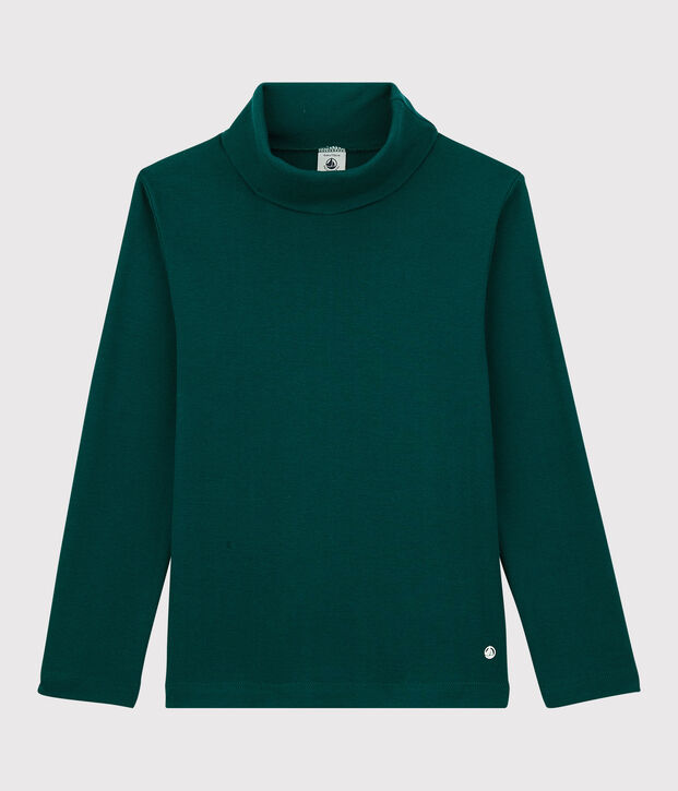 Prenda de cuello de cisne de algod&oacute;n de ni&ntilde;a/ni&ntilde;o verde