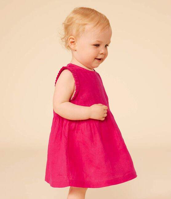 Vestido sin mangas de lino para bebé rosa DELHI
