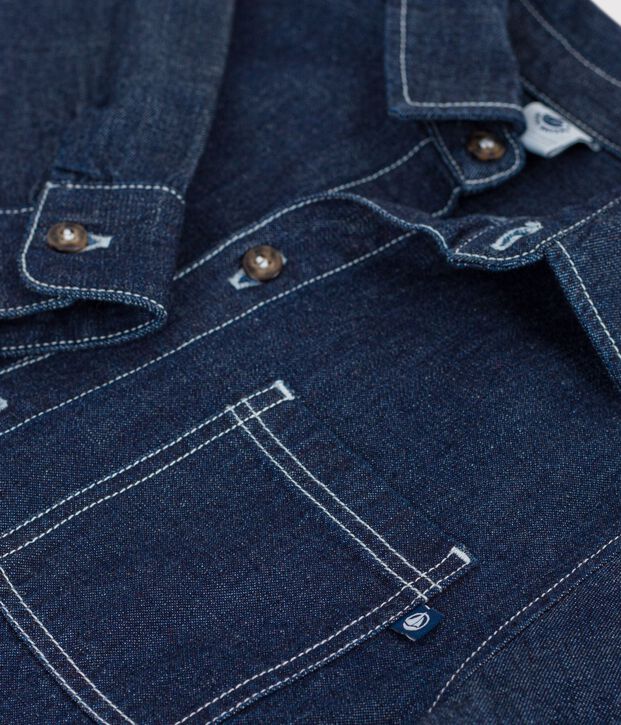 Camisa infantil denim lisa azul