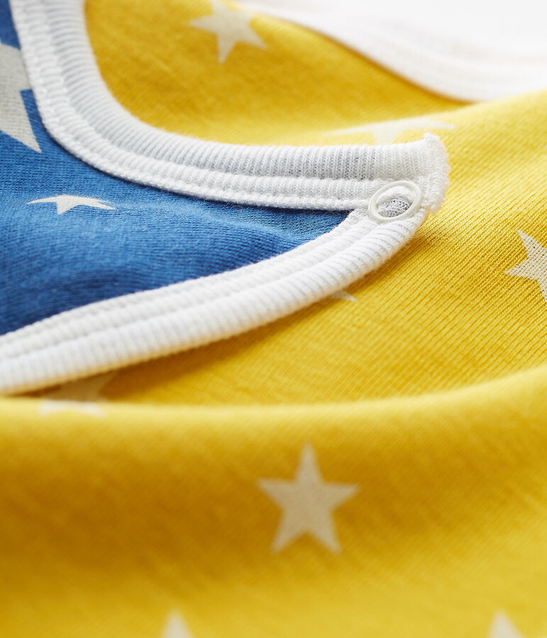 Mono corto de punto para beb&eacute; ni&ntilde;o amarillo/blanco