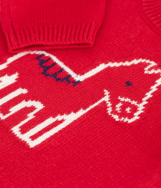 Jersey de punto tricotado de lana y algodón con estampado de caballo para bebé rojo TERKUIT/ AVALANCHE