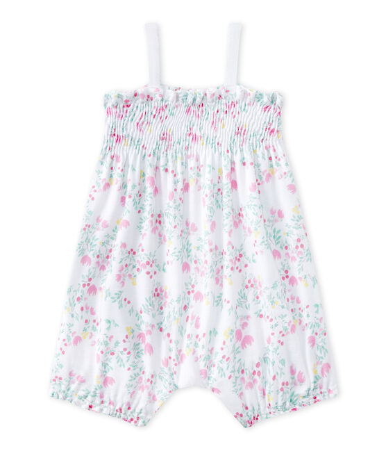 Pelele corto con bordado estampado para bebé niña blanco ECUME/rosa ROSE/ MULTICO