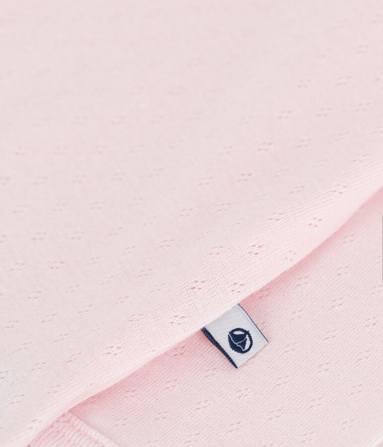 Pijama de algod&oacute;n sin pies con cuello claudine para beb&eacute; rosa