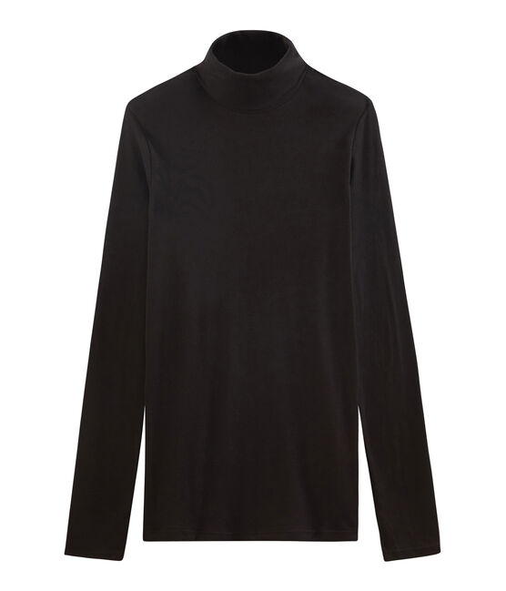 Cuello cisne para mujer en algodón ligero negro NOIR