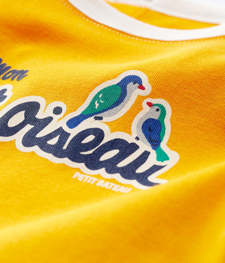 Camiseta de manga corta de algod&oacute;n de beb&eacute; ni&ntilde;o amarillo TEHONI/blanco MARSHMALLOW