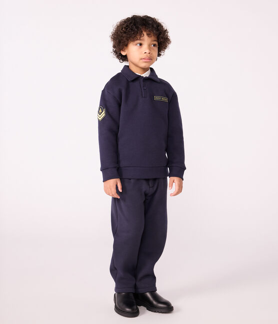 Sudadera infantil lisa tipo polo de algodón azul SMOKING