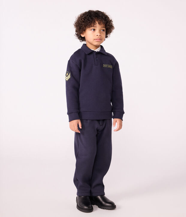 Sudadera infantil lisa tipo polo de algod&oacute;n SMOKING