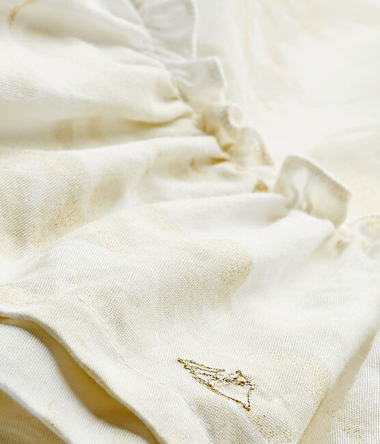 Vestido bebé niña en satén estampado blanco MARSHMALLOW/blanco MULTICO