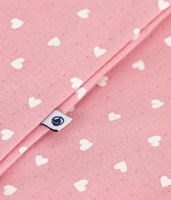 Bodyjama de túbico con corazoncitos para bebé rosa CHARME/blanco MARSHMALLOW
