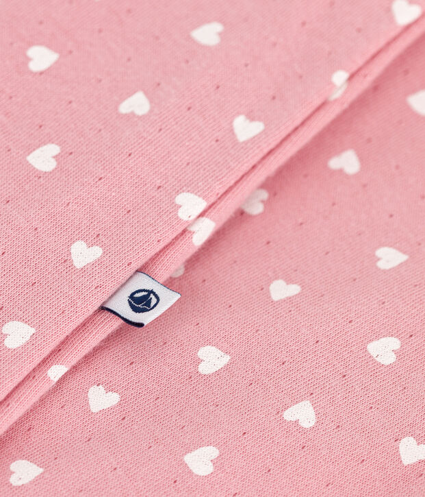 Bodyjama de t&uacute;bico con corazoncitos para beb&eacute; rosa/blanco