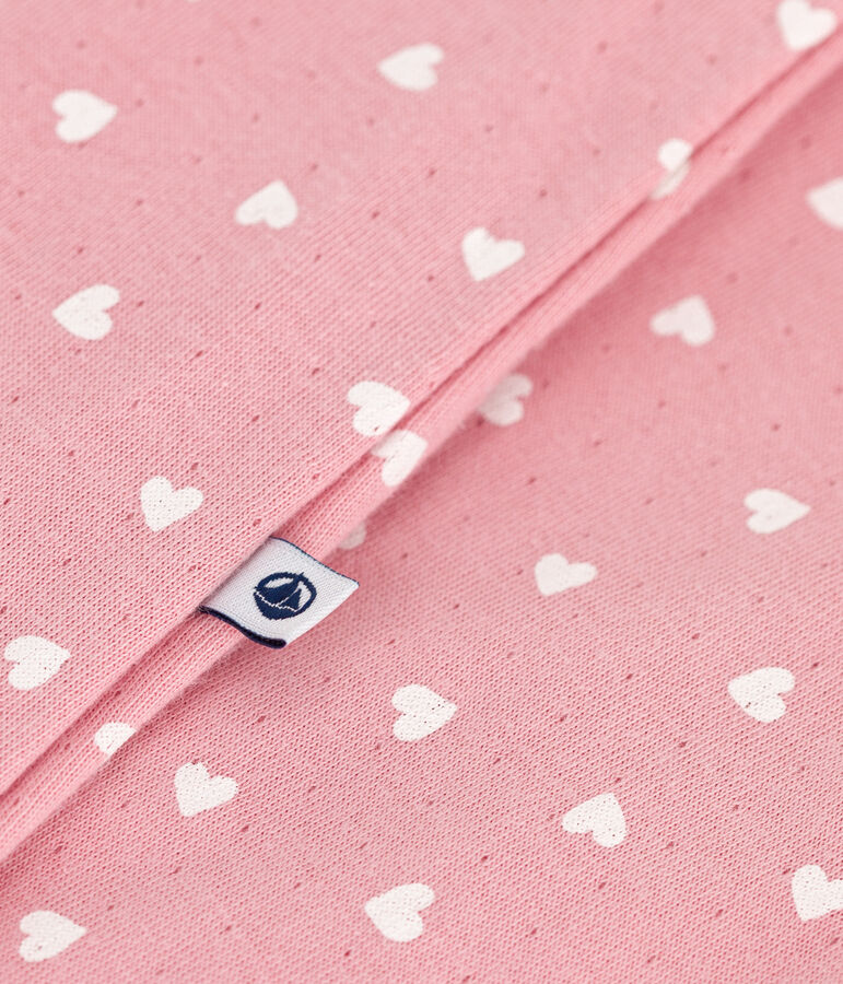 Bodyjama de t&uacute;bico con corazoncitos para beb&eacute; rosa/blanco