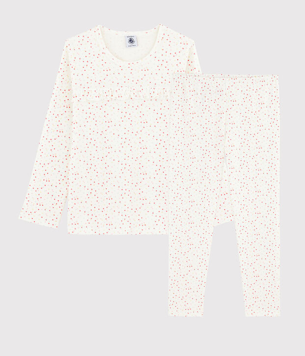 Pijama de lunares multicolores de algod&oacute;n ecol&oacute;gico de ni&ntilde;a blanco/multicolor