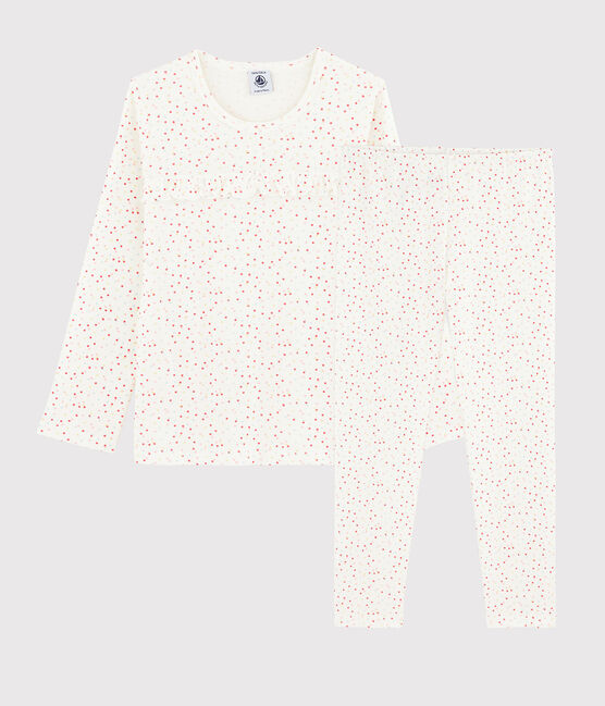 Pijama de lunares multicolores de algodón ecológico de niña blanco MARSHMALLOW/blanco MULTICO