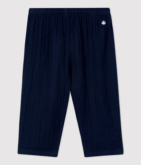 Pantalón de gasa de algodón ecológico para bebé azul SMOKING