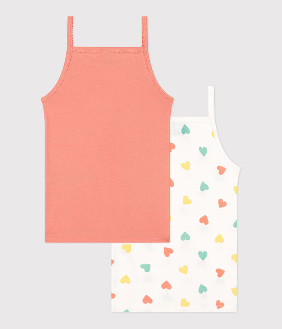 Juego de 2 camisetas infantiles sin mangas de algodón con estampado de corazones variante 1