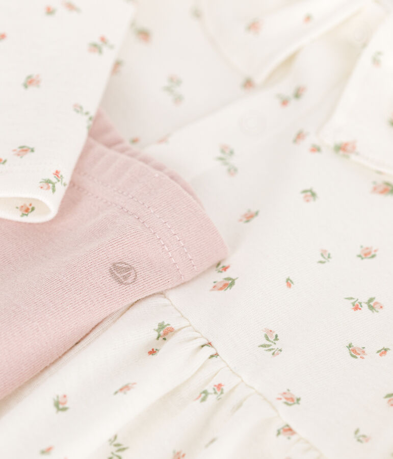 Conjunto de vestido de manga larga y leggings de algod&oacute;n para beb&eacute; blanco MARSHMALLOW/blanco MULTICO