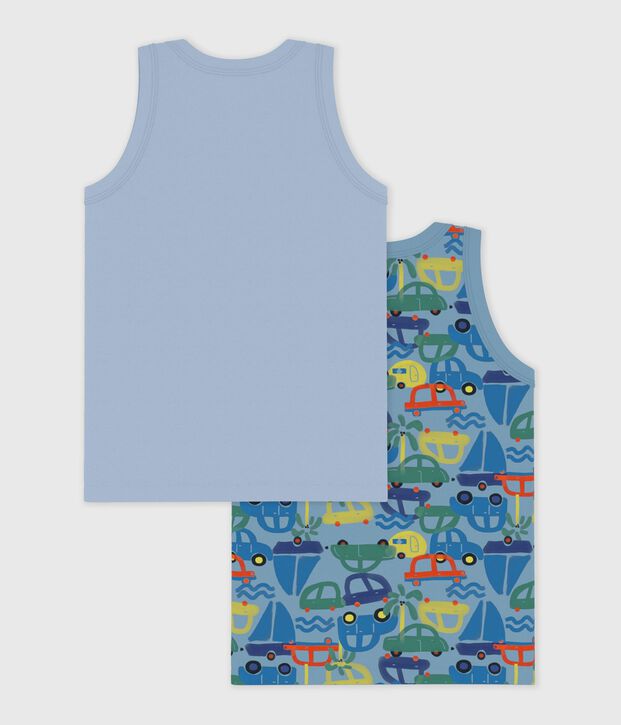 Juego de camisetas infantiles sin mangas de algod&oacute;n con estampado de coches multicolor