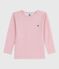 Camiseta infantil lisa de manga larga de lana y algodón rosa JOLI