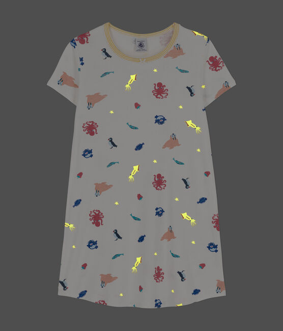 Camisón fosforescente de algodón para niña blanco MARSHMALLOW/blanco MULTICO