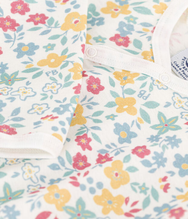 Pelele de algod&oacute;n con flores blanco/multicolor