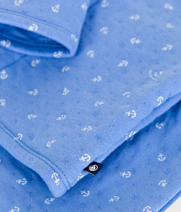 Conjunto de dos piezas de algod&oacute;n para beb&eacute; azul/blanco