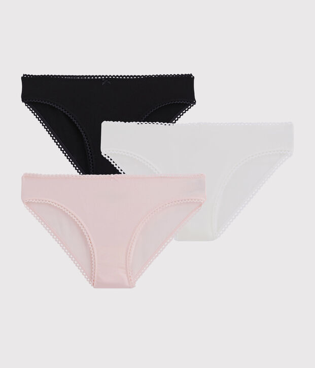 Lote de 3 braguitas de algod&oacute;n de elastano de mujer multicolor