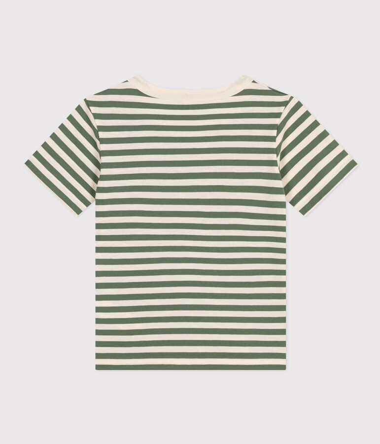 Camiseta a rayas de jersey ligero para ni&ntilde;o verde/crudo
